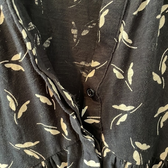 Anthropologie Maeve Winona Babydoll Tunic Top Black White Cotton Sz Xs - Picture 5 of 9